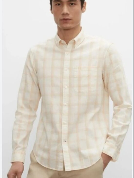 Club Monaco Other - Club Monaco Slim Fit Men's Button Down Long Sleeve Linen Plaid Shirt